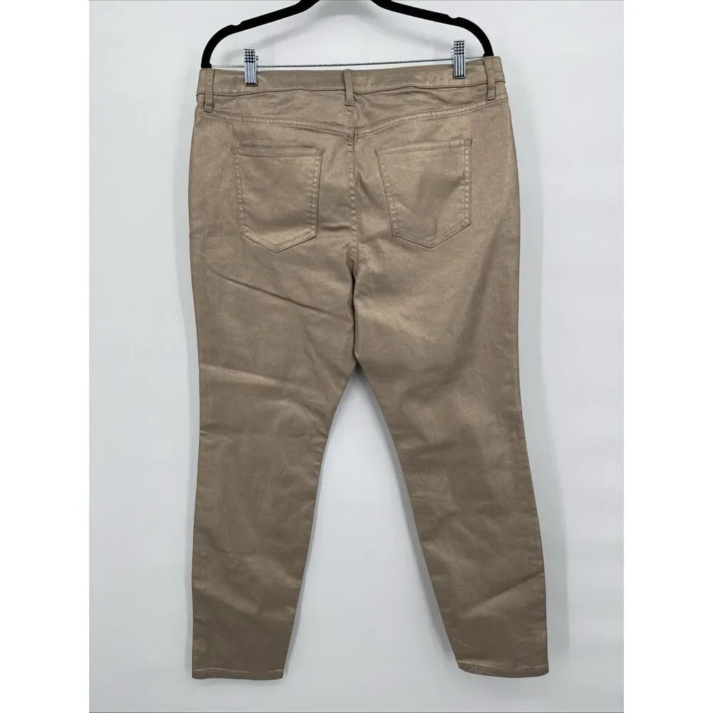 Boden Denim  Women's Size 12R‎ Stretchy Metallic Gold High Rise Pants EUC
